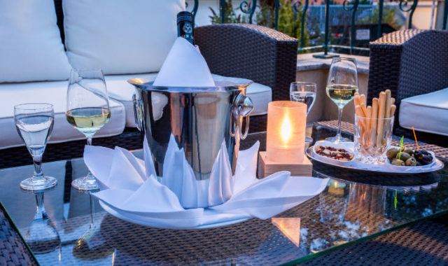 Dachterrasse Wein